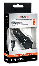 Автомобильное зарядное устройство REAL-EL CA-15 2.1A + microUSB Cable black - миниатюра 7