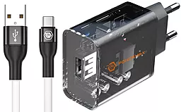 Сетевое зарядное устройство Powermax Transparent Silicat 18W + USB-C cable Black - миниатюра 2