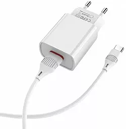 Сетевое зарядное устройство Borofone BA20A Sharp + USB-C cable white