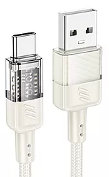 Кабель USB Hoco U129 Spirit transparent 18w 3a 1.2m USB Type-C cable  beige