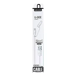 Кабель USB Usams U-Gee 2-in-1 USB to Lightning/micro USB cable white (US-SJ077) - миниатюра 2