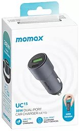Автомобильное зарядное устройство Momax 38w PD USB-C/USB-A ports car charger grey (UC15E) - миниатюра 5