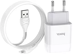 Сетевое зарядное устройство Hoco C73A Glorious 2USB + Lightning Cable White - миниатюра 2