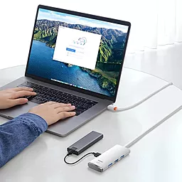 USB хаб (концентратор) Baseus Lite Series 5-in-1 Type-C Port + 4-Port USB-A 3.0 White (WKQX030102) - миниатюра 5