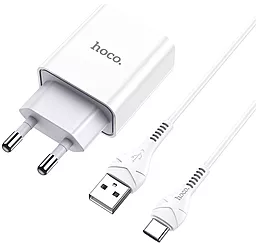 Сетевое зарядное устройство Hoco C81A Asombroso + USB Type-C Cable White - миниатюра 2
