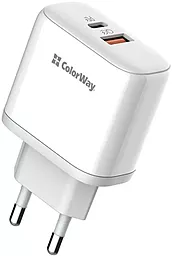 Сетевое зарядное устройство ColorWay 45w PD/QC USB-C/USB-A ports home charger white (CW-CHS042PD-WT) - миниатюра 2