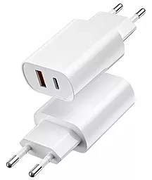 Сетевое зарядное устройство WIWU Wi-U002 20w USB-C/USB-A ports + USB-C/lightning cable white - миниатюра 4