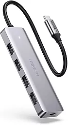 USB Type-C хаб Ugreen CM219 Type-C - 4xUSB with MicroUSB Power Port Gray (70336)