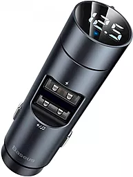 Автомобильное зарядное устройство с FM-модулятором Baseus Energy Column Car Wireless 5.0 MP3 3.1A Dark Gray (CCNLZ-0G) - миниатюра 2