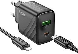 Сетевое зарядное устройство Hoco CS23A 30w PD/QC USB-С/USB-A ports USB-C/lightning home charger black