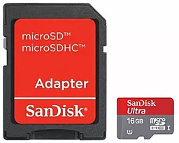 Карта пам'яті SanDisk microSDHC 16GB Ultra UHS-I U1 + SD-адаптер (SDSDQU-016G-U46A) - мініатюра 2