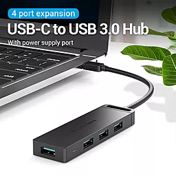 Мультипортовый USB Type-C хаб Vention 5-in-1 black (TGKBB) - миниатюра 2