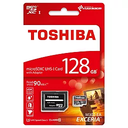Карта памяти Toshiba microSDXC 128GB Excerial Class 10 UHS-I U3 + SD-адаптер (THN-M302R1280EA) - миниатюра 3