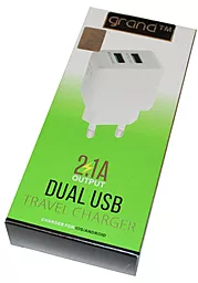 Сетевое зарядное устройство Grand 2 USB 2.1A + micro USB Cable White (GH-C01) - миниатюра 2