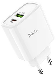 Сетевое зарядное устройство с быстрой зарядкой Hoco C57A 18Вт USB-A-C PD+QC3.0 Speed Charger White - миниатюра 3