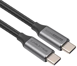 Кабель USB HD/PD CABLETIME 100w 5a 20Gbps 4k 60hz 2m USB Type-C - Type-C Cable Black (CA914234)