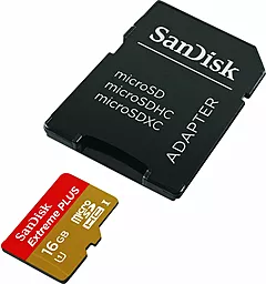 Карта пам'яті SanDisk microSDHC 16GB eXtreme Class 10 UHS-I U1 + SD-адаптер  (SDSDQX-016G-U46A) - мініатюра 2