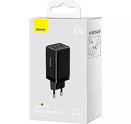 Сетевое зарядное устройство Baseus GaN5 Pro Fast Charger 65W 2xUSB-C+A + USB-C-C Cable Black (CCGP120201) - миниатюра 4