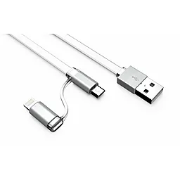 USB Кабель LDNio 2-in-1 USB Lightning/micro USB Cable White (LC84) - мініатюра 6