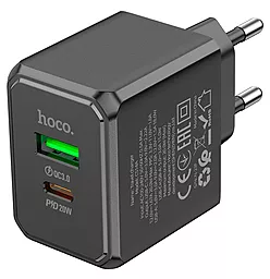 Сетевое зарядное устройство Hoco CS14A 20w PD USB-C/USB-A ports home charger + USB-C to lightning cable black - миниатюра 5