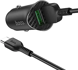 Автомобильное зарядное устройство с быстрой зарядкой Hoco Z39 Farsighted 18W 3.4A + USB Type-C Cable Black - миниатюра 3