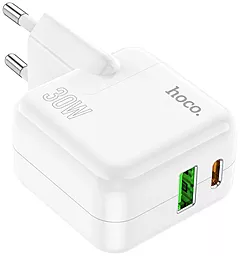 Сетевое зарядное устройство Hoco C111A 30W PD/QC3.0 Lucky dual-port charger set USB-A-C + USB-C-Lightning Cable White - миниатюра 8