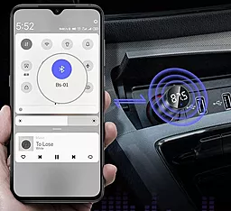 Автомобильное зарядное устройство Baseus Energy Column Car Wireless MP3 Charger Silver (CCNLZ-B0G) - миниатюра 6