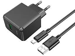Сетевое зарядное устройство с быстрой зарядкой Hoco CS12A 18w QC3.0 + micro USB cable black