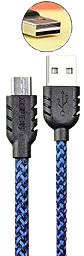 USB Кабель Remax Nylon micro USB Cable Blue / Black - мініатюра 3