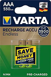 Аккумулятор Varta AAA (R03) Rechargeable Accu Endless (550mAh) Ni-MH 2шт (56663101402)