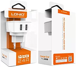 Сетевое зарядное устройство LDNio Home Charger Max 2.4A White (DL-AC66) - миниатюра 3