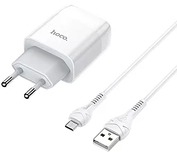 Сетевое зарядное устройство Hoco C73A Glorious 2USB + micro USB Cable White