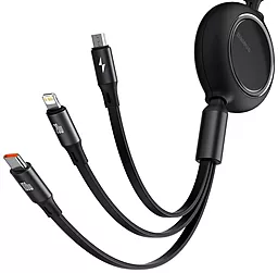 Кабель USB Baseus Bright Mirror Retractable 66w 6a 3-in-1 USB to Type-C/Lightning/micro USB Cable black (CAMLC-MJ01) - миниатюра 3