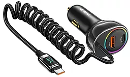 Автомобильное зарядное устройство Usams C37 60W USB-A-C PD30W/QC + USB-C Cable Black (US-CC192) - миниатюра 5