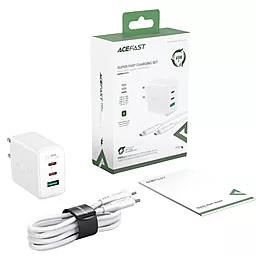 Сетевое зарядное устройство AceFast A13 65W QC/PD 2xUSB - A + C Ports + USB - C Cable White - миниатюра 3
