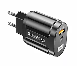 Сетевое зарядное устройство Powermax Duo Alpha 20W PD/QC U+C + Lightning cable Black - миниатюра 6