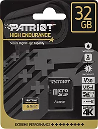 Карта памяти Patriot High Endurance 32GB CLASS 10 V30 UHS-1 U3 microSDHC (PEF32GE31MCH) - миниатюра 2