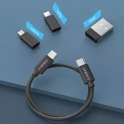Кабель USB Earldom ET-TC20 18w 2a 0.29m 6 in 1 USB-A/Type-C to Type-C/Lightning/micro USB cable black (ET-TC20) - миниатюра 3
