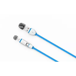 USB Кабель LDNio 2-in-1 USB Lightning/micro USB Cable Blue (LC82) - мініатюра 4
