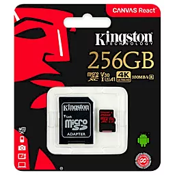 Карта памяти Kingston microSDXC 256GB Canvas React Class 10 UHS-I U3 V30 A1 + SD-адаптер (SDCR/256GB) - миниатюра 2