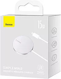 Беспроводное (индукционное) зарядное устройство Baseus Simple Mini3 Magnetic Wireless Charger 15W 2A Silver (CCJJ040012) - миниатюра 5