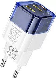 Мережевий зарядний пристрій Hoco C125A Transparent 20W USB-C Blue