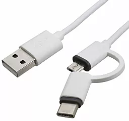 Кабель USB Patron 2-in-1 USB Type-C/micro USB Cable White - миниатюра 2