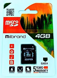 Карта памяти Mibrand microSDHC 4GB Class 4 + SD-адаптер (MICDC4/4GB-A) - миниатюра 2