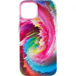 Кожаный чехол Colour Splash with MagSafe для Apple iPhone 14 Plus (6.7") Pink / Blue 