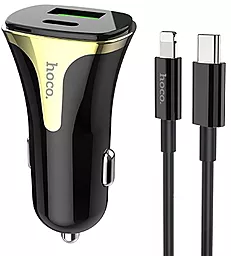 Автомобильное зарядное устройство с быстрой зарядкой Hoco Z31A Colossus PD+QC3.0 with cable Type-C to Lightning Black