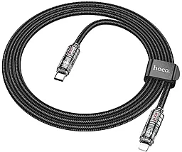 Кабель USB PD Hoco U122 Lantern Transparent Discovery Edition charging 27w 3a 1.2m USB Type-C - Lightning cable black - миниатюра 2