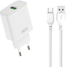 Сетевое зарядное устройство XO L103 18W QC3.0 USB - A + micro USB Cable White