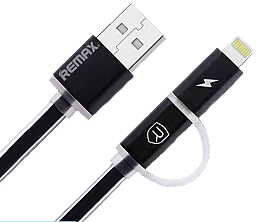USB Кабель Remax Aurora 2-in-1 USB Lightning/micro USB Cable Black (RC-020t) - мініатюра 2