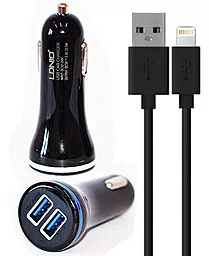 Автомобильное зарядное устройство LDNio Car charger 2USB 3.1A + Lightning USB Cable Black (DL-C23)